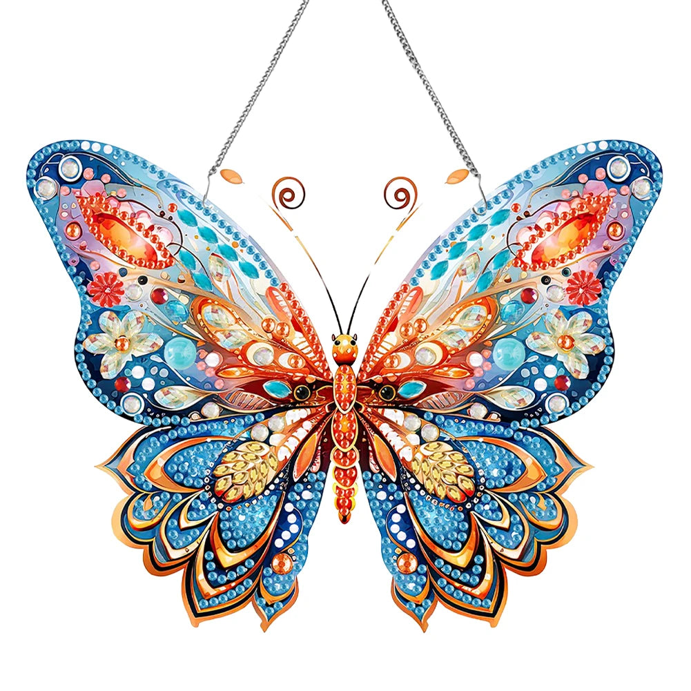 Acrylic Butterfly Single-Sided Diamond Painting Hanging Pendant Diamond Art Hanging Pendant 5D DIY Diamond Painting Dots Pendant