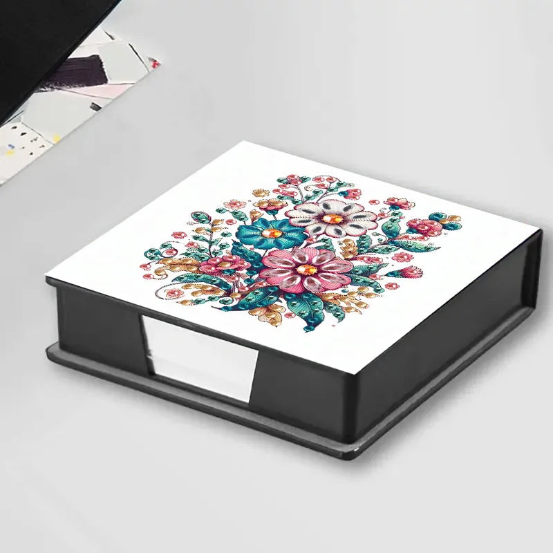 1 DIY Diamond Painting Set with dot Diamond flip label Box - Paper material with flower pattern - can hold 150 sheets of pape