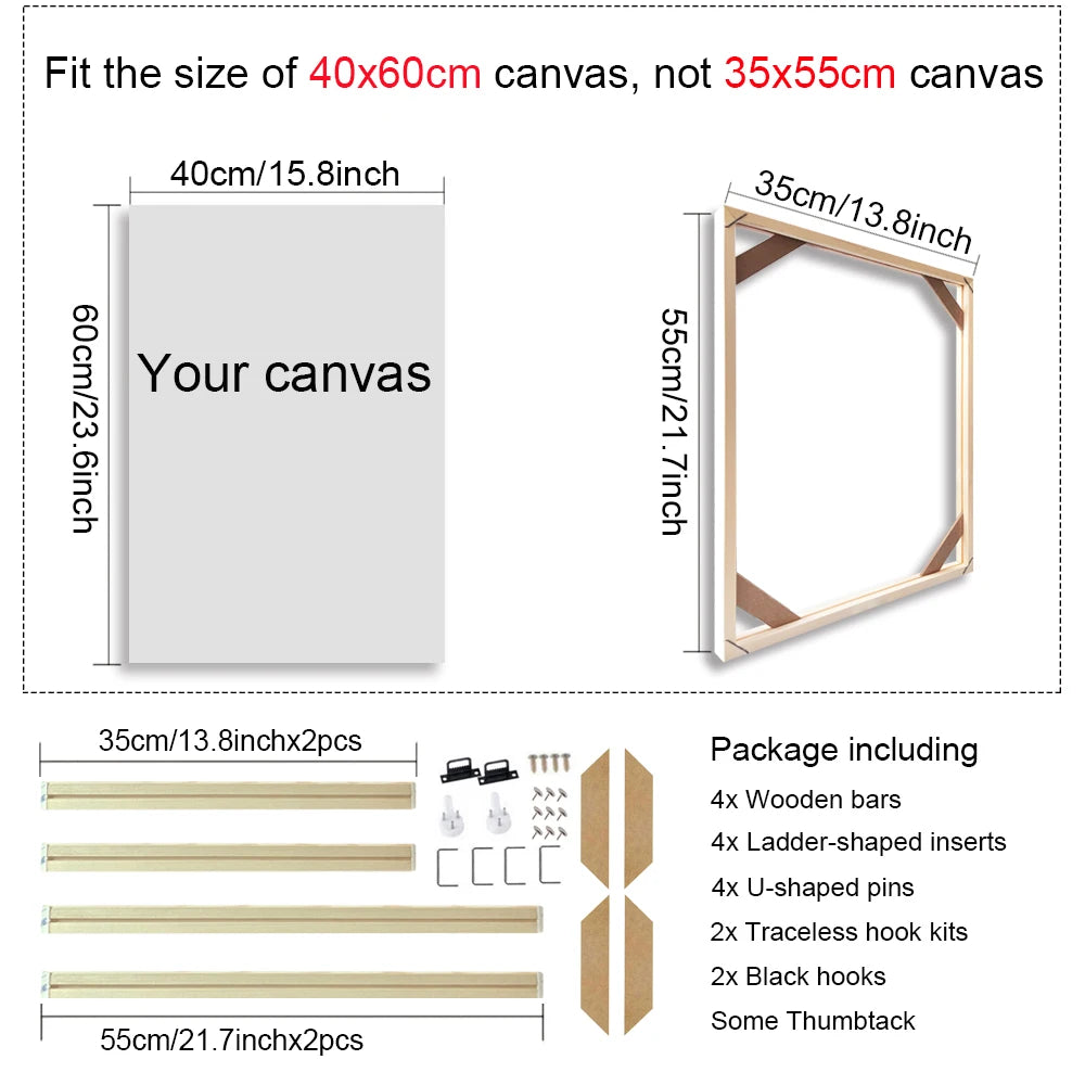 Various Sizes Canvas Frame, Wooden Frames Natural Wooden, Diamond Painting Frames Canvas, Wood Wall Frame
