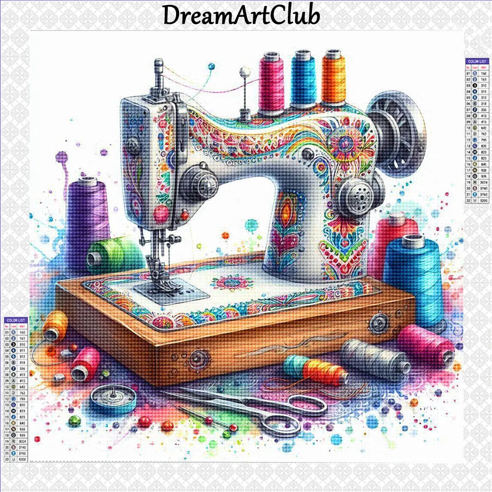 Sewing Machine Diamond Painting Full Round Drill