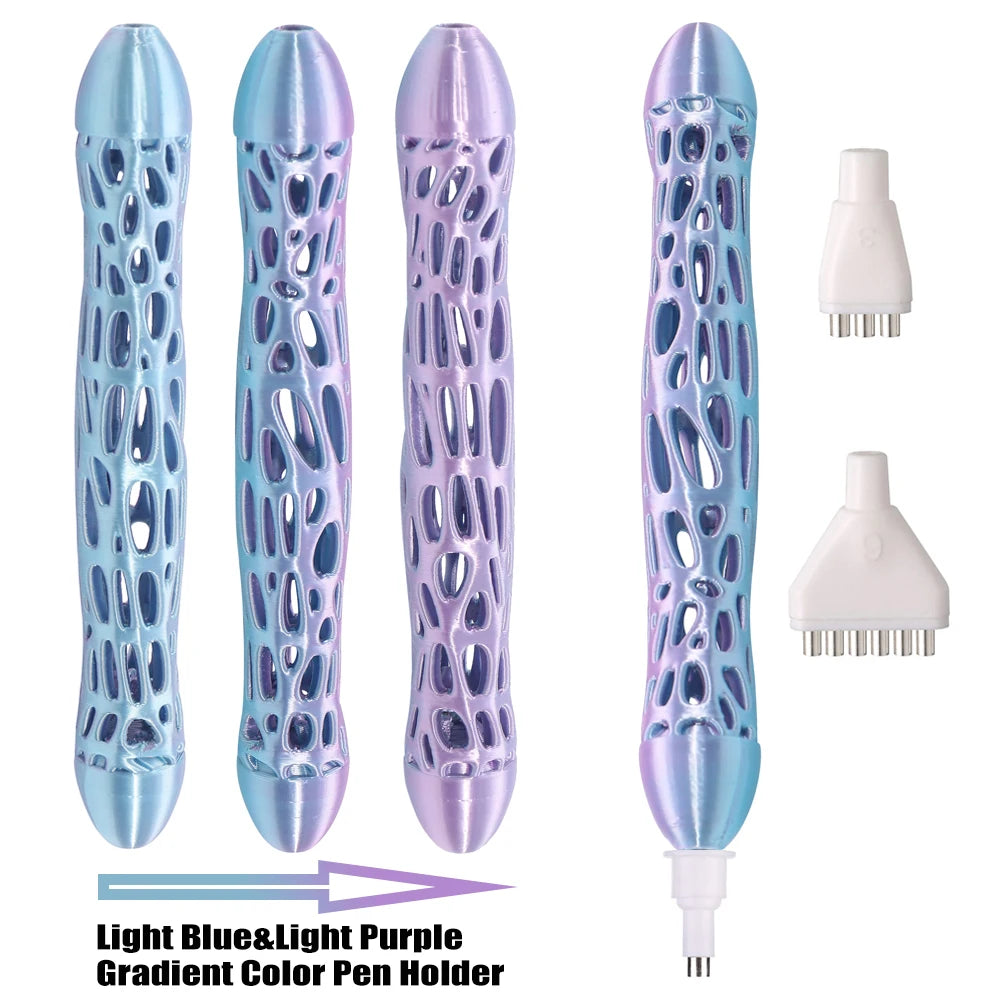 3D Hollowed-Out Diamond Painting Pen with Gradient Color, Dual-Purpose Suction & Clay Tip, Diamond Art Pen Tools