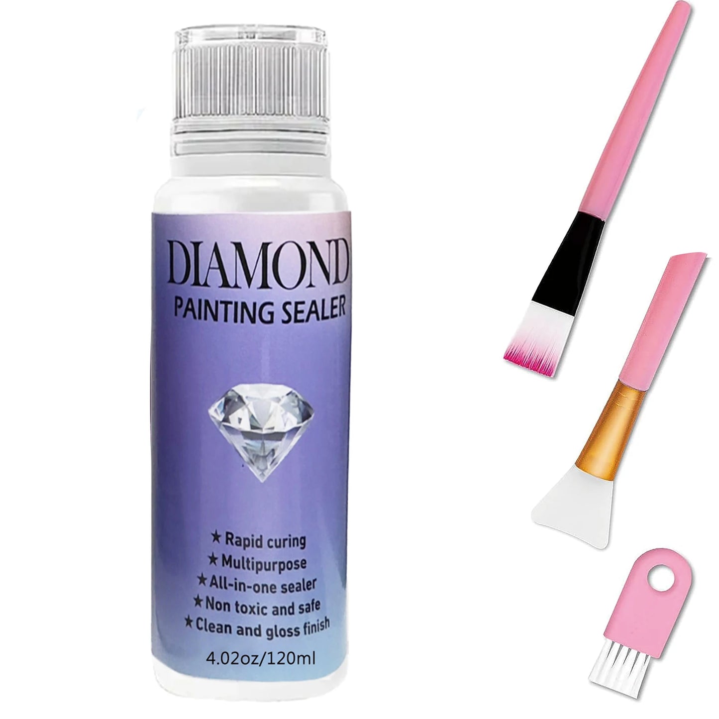 60ML/ 120ML/ 200ML Diamond Painting Sealer With 3 Pcs Brushes Diamond Painting Glue Permanent Hold & Shine