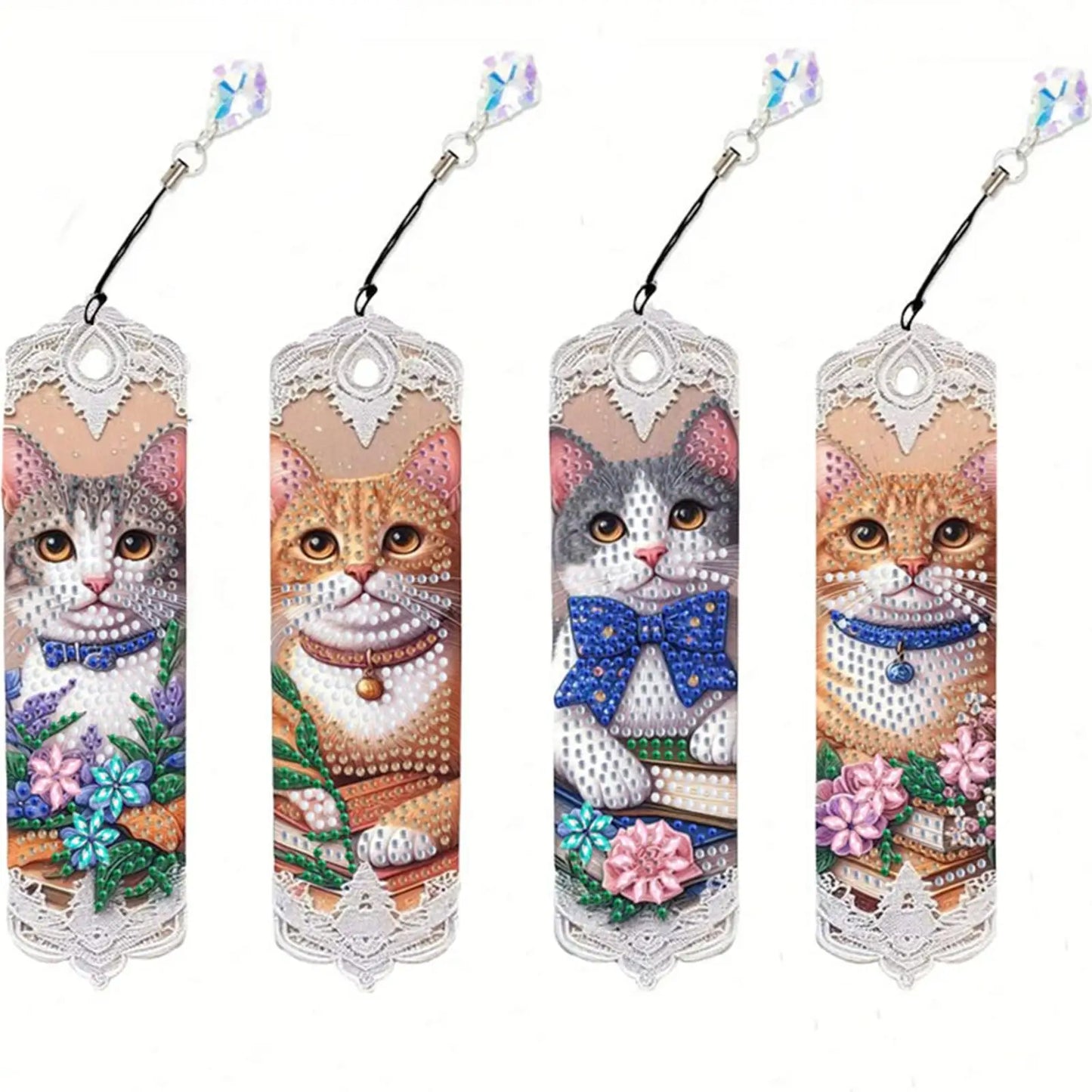 3Pcs Animal DIY Diamond Painting Bookmark With Crystal Pendants