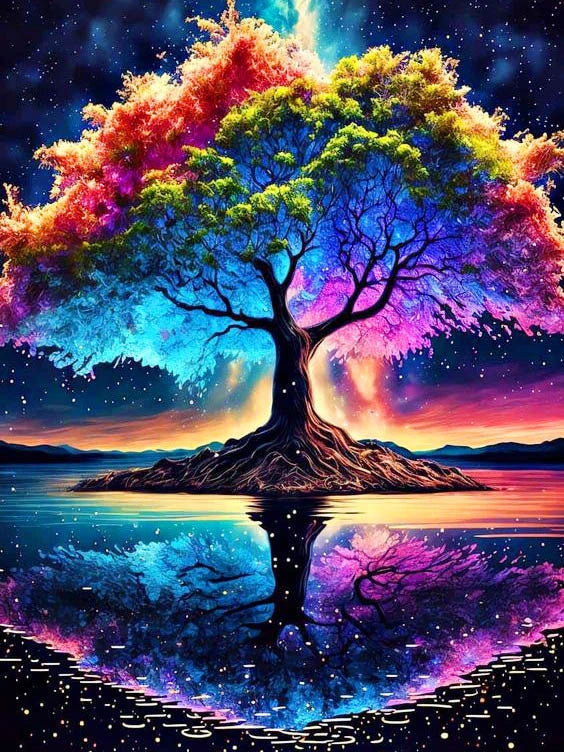 5D DIY Diamond Painting Fantasy Moon Tree Landscape Full Round Drill