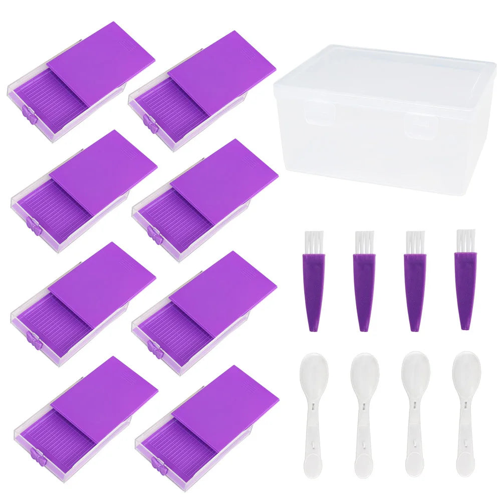 8pcs Diamond Painting Accessories Trays with Lids, 8-in-1 Diamond Art Storage and Diamond Art Trays, Bead Storage & Line-Up