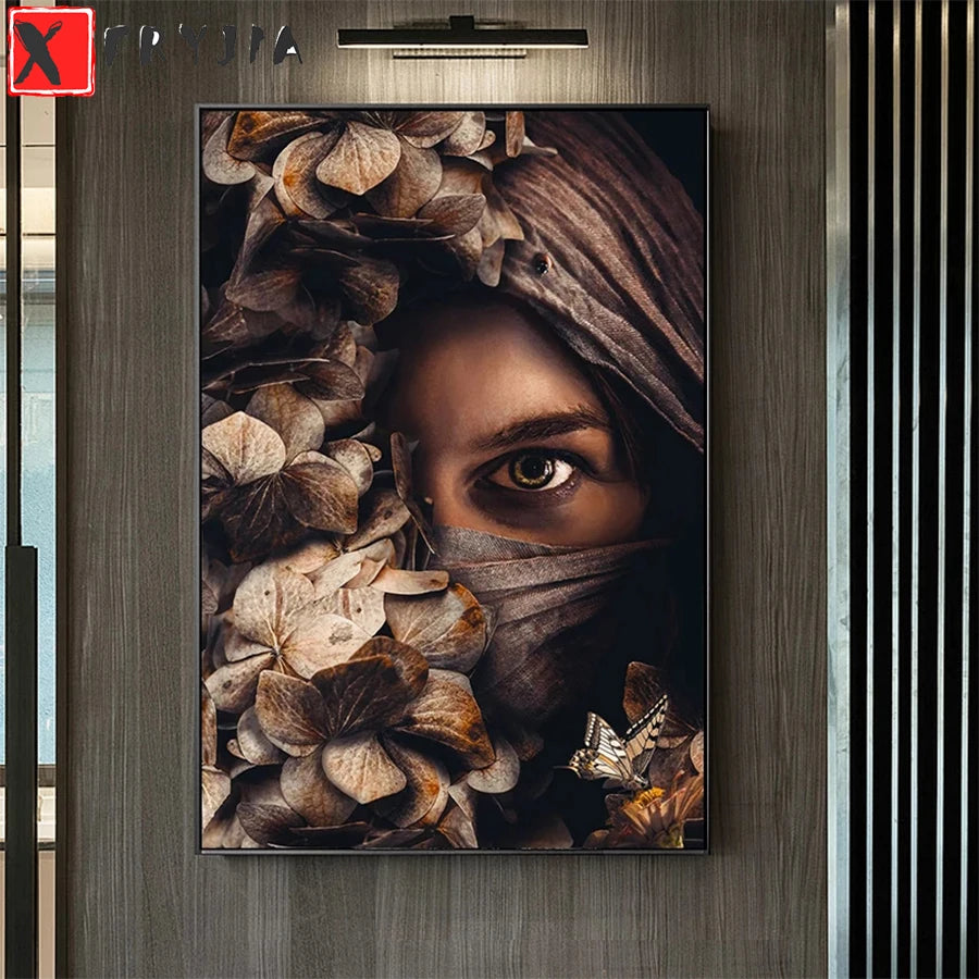 5D DIY Scarf Covered Face Woman Flower Full Square / Round Drill Diamond