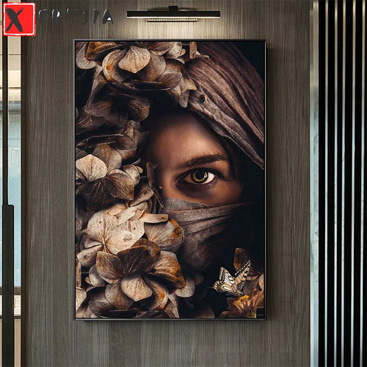5D DIY Scarf Covered Face Woman Flower Full Square / Round Drill Diamond