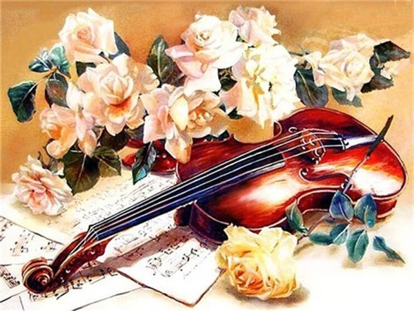 HUACAN 5d DIY Diamond Painting Art Kits Full Square Piano Flower Scenery Home Decoration