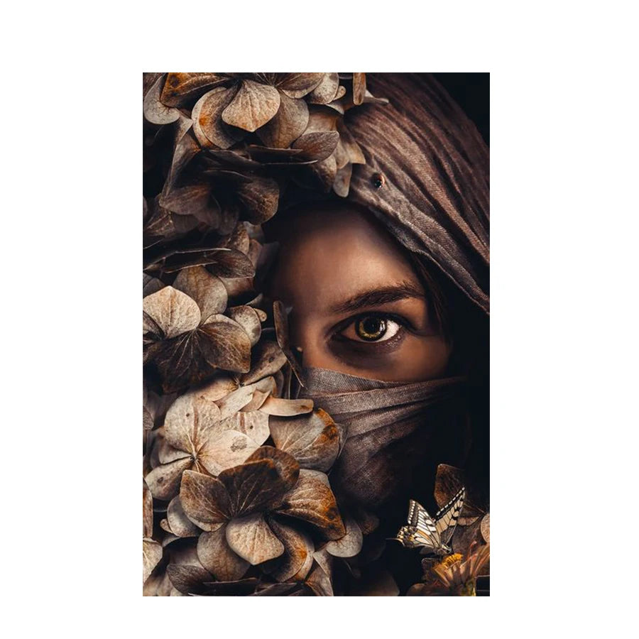 5D DIY Scarf Covered Face Woman Flower Full Square / Round Drill Diamond