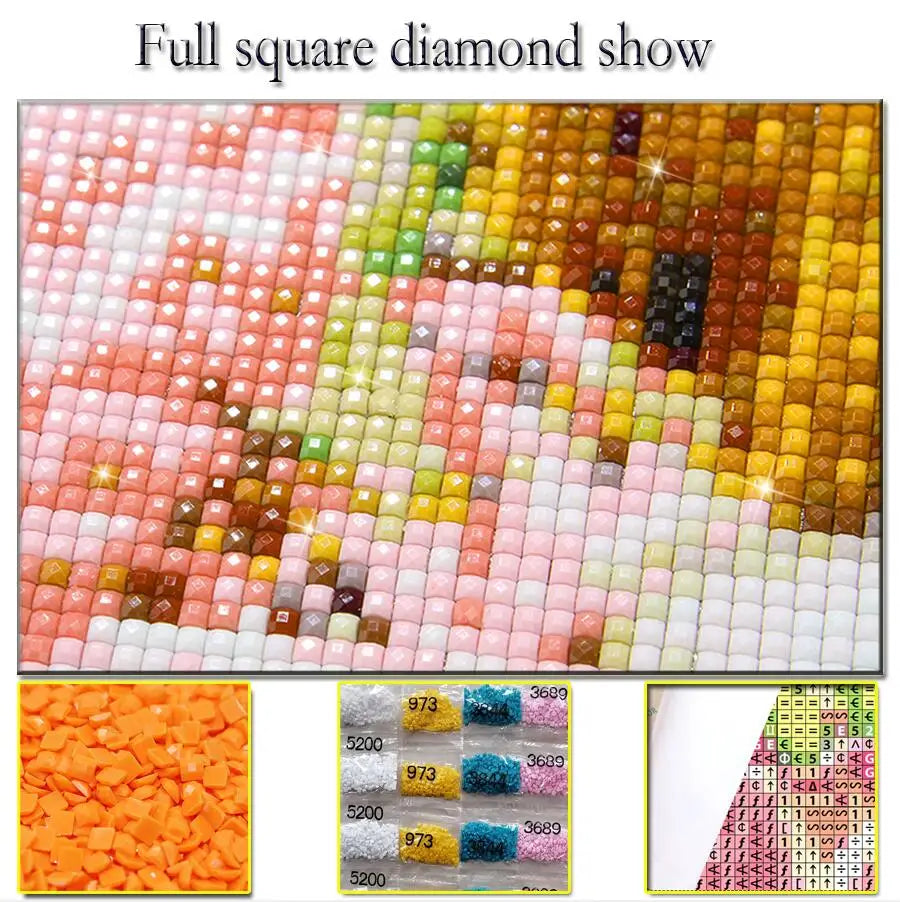 5D DIY Scarf Covered Face Woman Flower Full Square / Round Drill Diamond