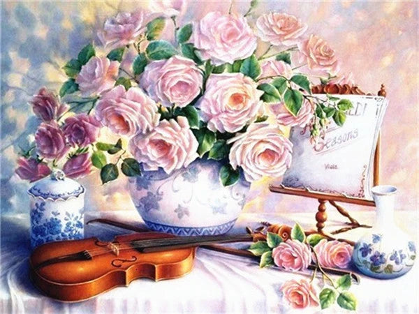 HUACAN 5d DIY Diamond Painting Art Kits Full Square Piano Flower Scenery Home Decoration
