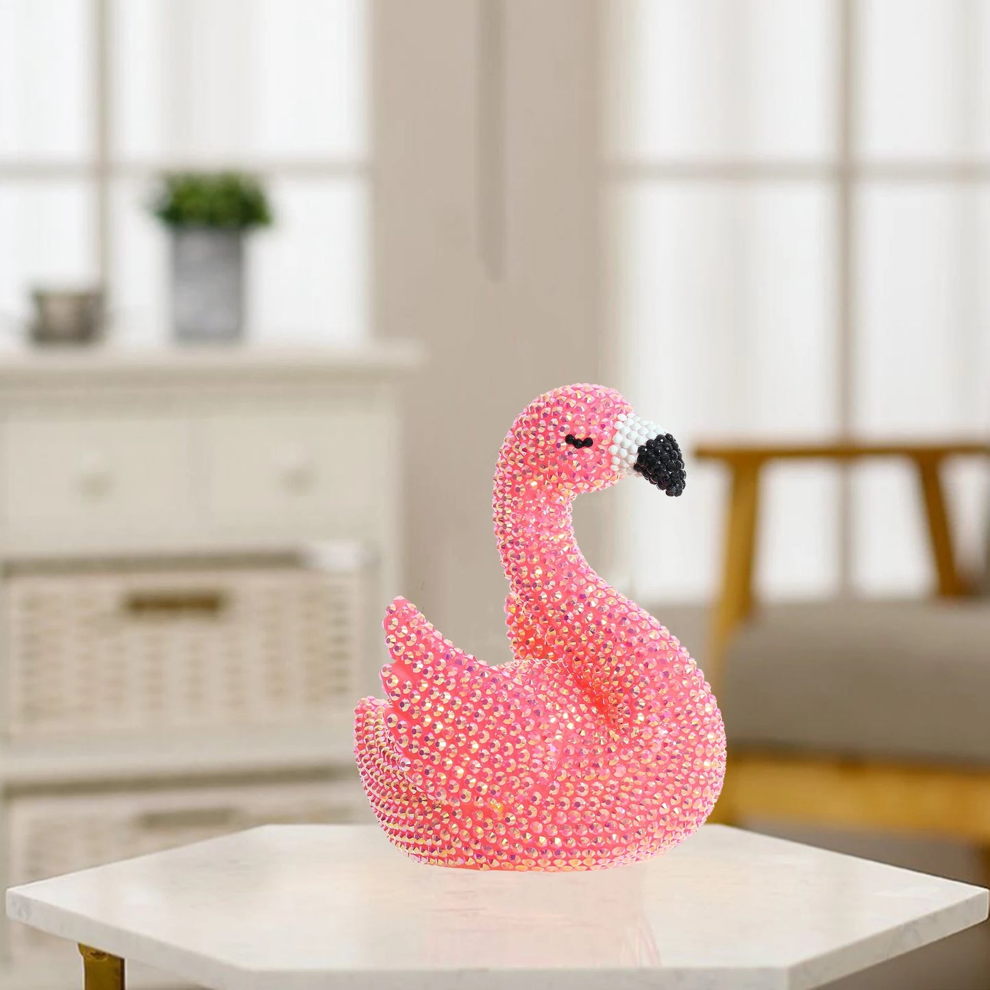 DIY Diamond Painting 5D Shaped Round Drill, Flamingos Bedroom Light