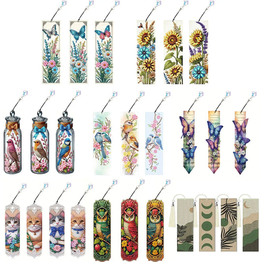 3Pcs Animal DIY Diamond Painting Bookmark With Crystal Pendants