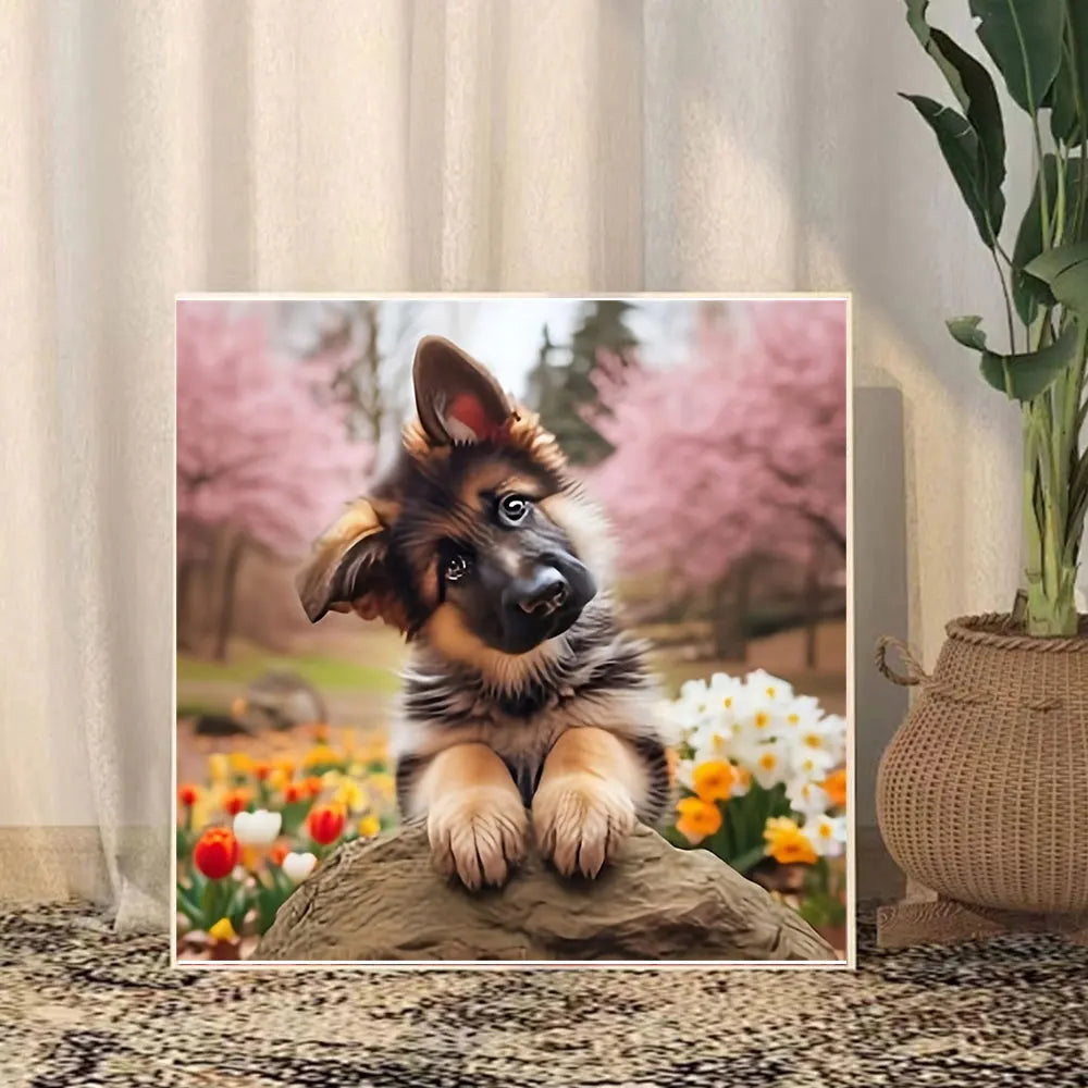 Huacan 5D DIY Diamond Painting Dog Flower Full Square / Round Drill