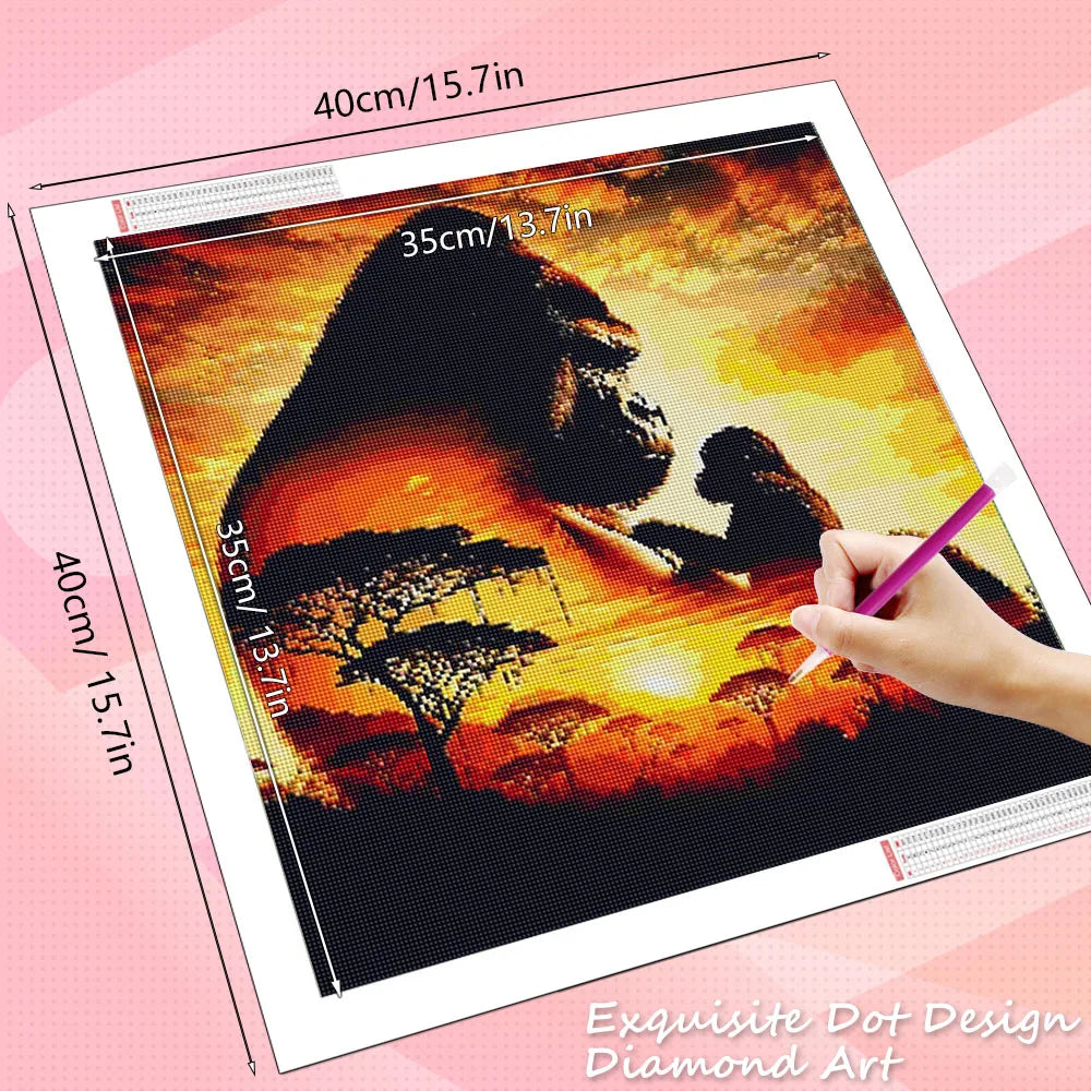 HUACAN Diamond Painting Sunset Elephant Handmade 5D DIY Full Square / Round Drills