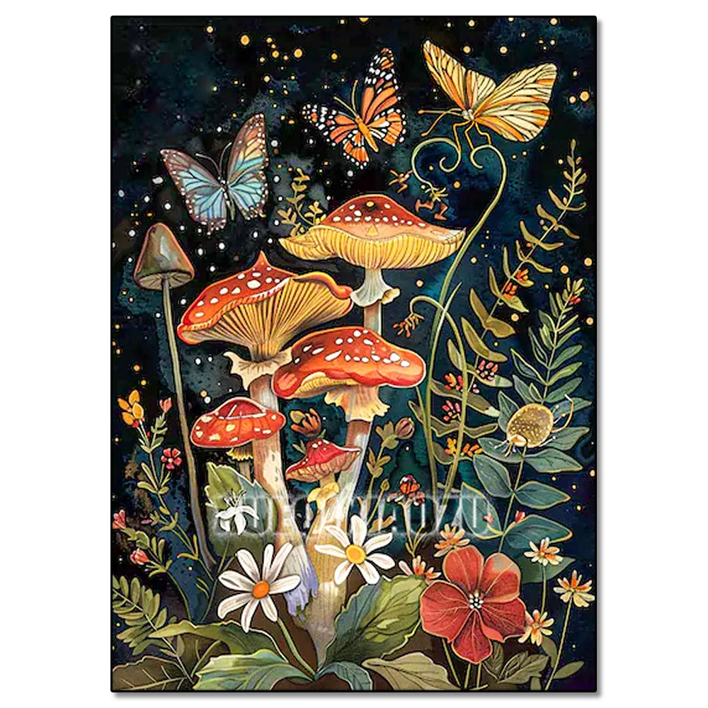 5D DIY Diamond Painting Kit Mushroom, Butterfly, Frog