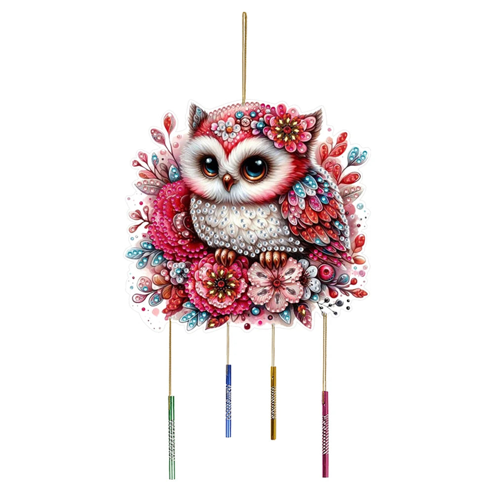 Double Sided Special Shaped Cute Animal Diamond Painting Hanging Wind Chime ,DIY 5D Crystal Rhinestone Wind Bell Kits Home Decor