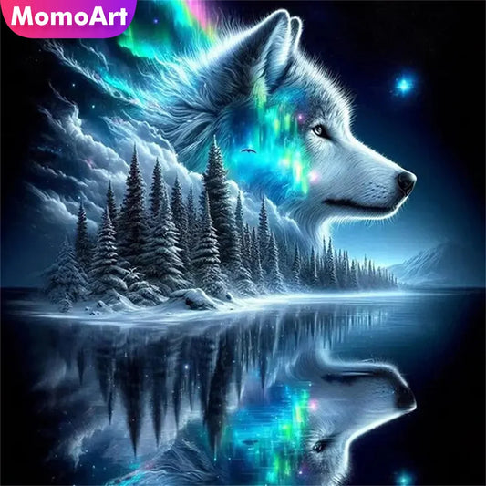 Momoart Diamond Tree Landscape River Wolf Full Square / Round Drill