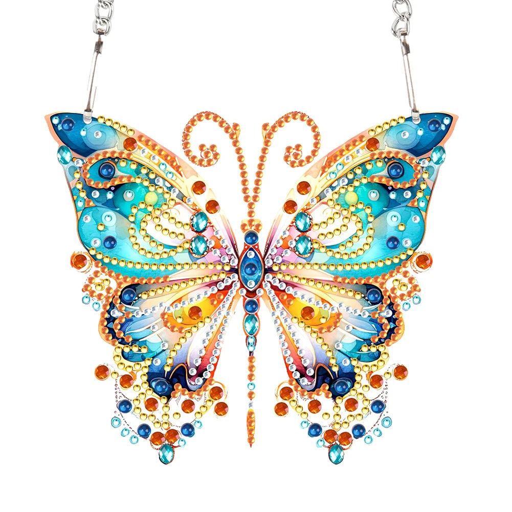 Acrylic Butterfly Single-Sided Diamond Painting Hanging Pendant Diamond Art Hanging Pendant 5D DIY Diamond Painting Dots Pendant