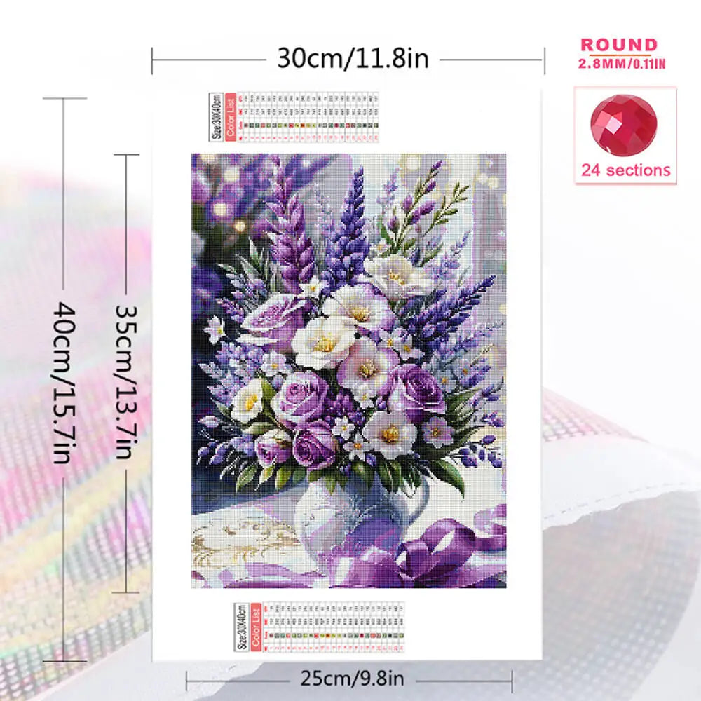 Momoart DIY Full Square / Round Diamond Painting Flower Rose & Vase