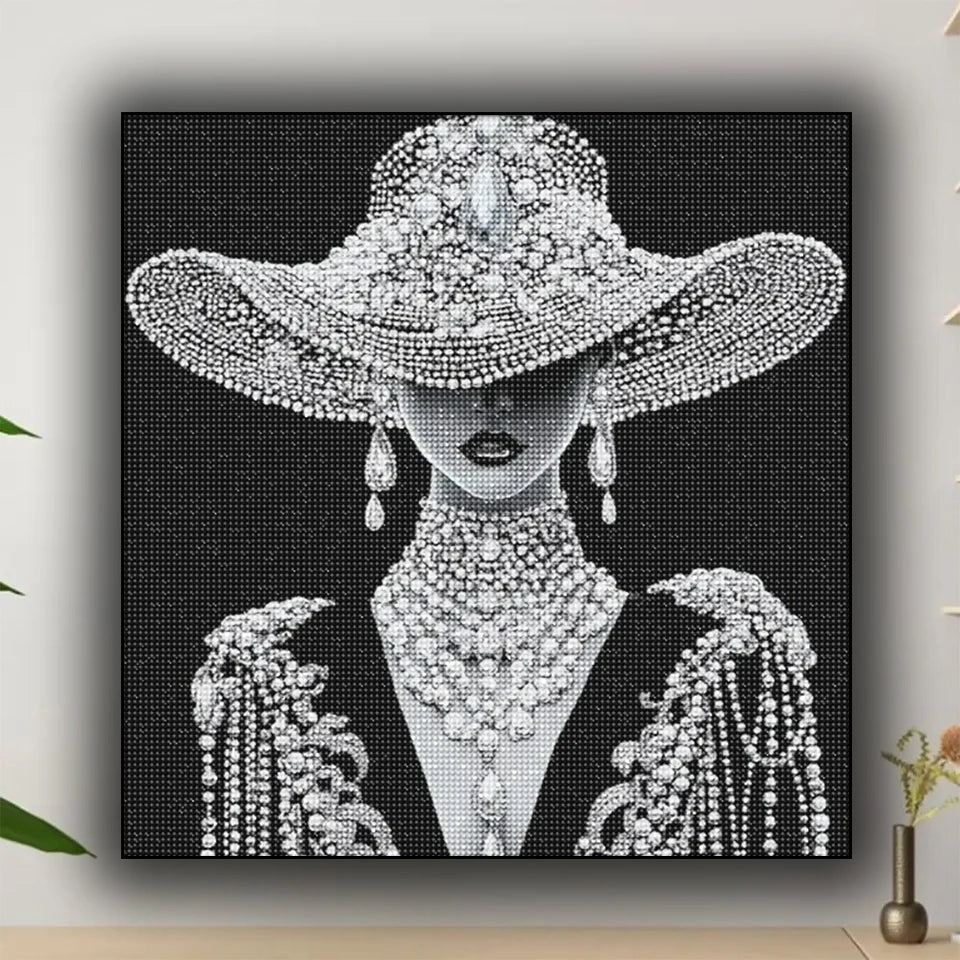 Mysterious Woman DIY Diamond Painting Kit,Full Square Round Acrylic Diamonds Mosaic Craft Art Set Home Decor Gift