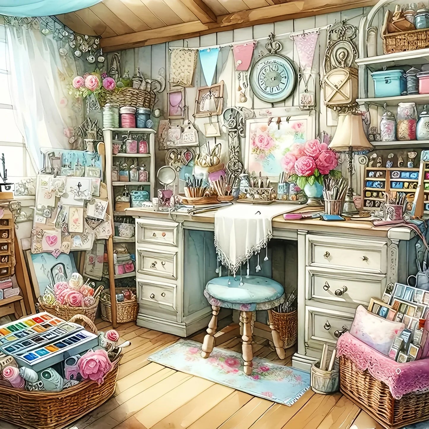 EverShine Flower Room Craft Supplies, DIY Full Square / Round Drill
