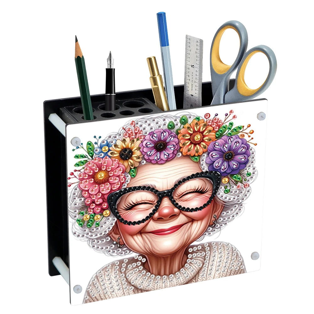 Creative Acrylic Diamond Painting Pencil Holder DIY Kit for Unique Desk Organization and Stress Relief Fun