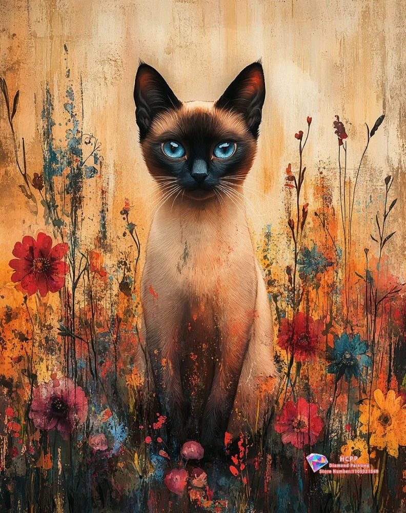 Cat Diamond Painting Kit, Square, Round Diamond 5D DIY Mosaic Handmade Art