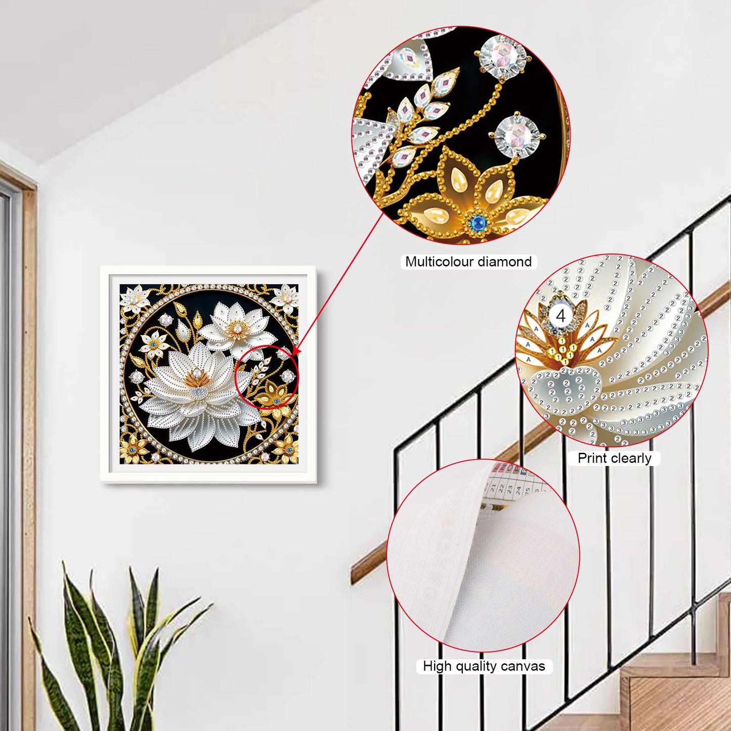 Lotus Special Shape Diamond Art Painting Kit For Adult / Beginner, Crystal Diamond Special Shape Kit For Home Wall Decoration Gift