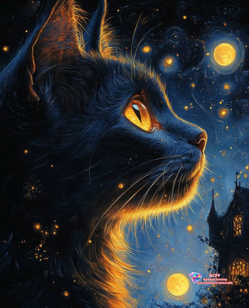 Cat Diamond Painting Kit, Square, Round Diamond 5D DIY Mosaic Handmade Art