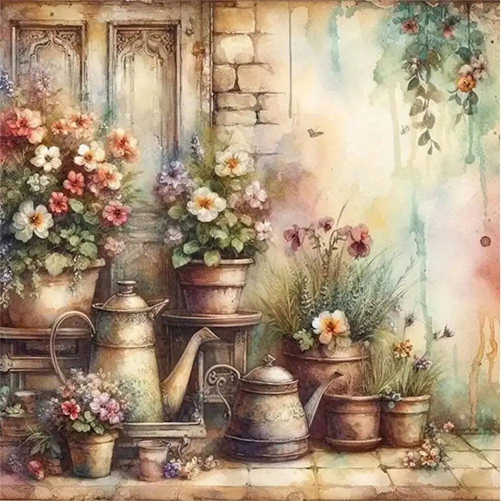 Momoart Flower Diamond Painting Vase Wallscape Watering Can Full Square / Round Drill