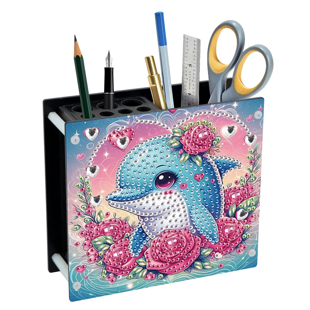 Creative Acrylic Diamond Painting Pencil Holder DIY Kit for Unique Desk Organization and Stress Relief Fun