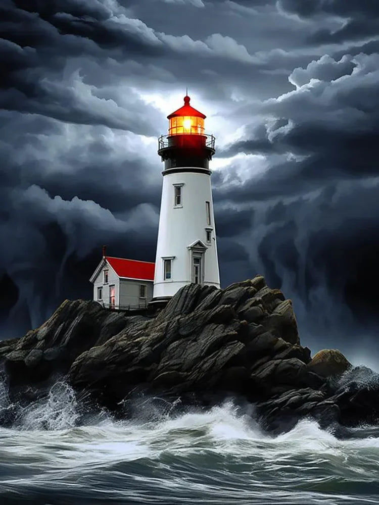 5D DIY Diamond Art Painting Kits Lighthouse Landscape Mosaic 2024 New Embroidery Cross Stitch Home Decor Children's Gift Crafts