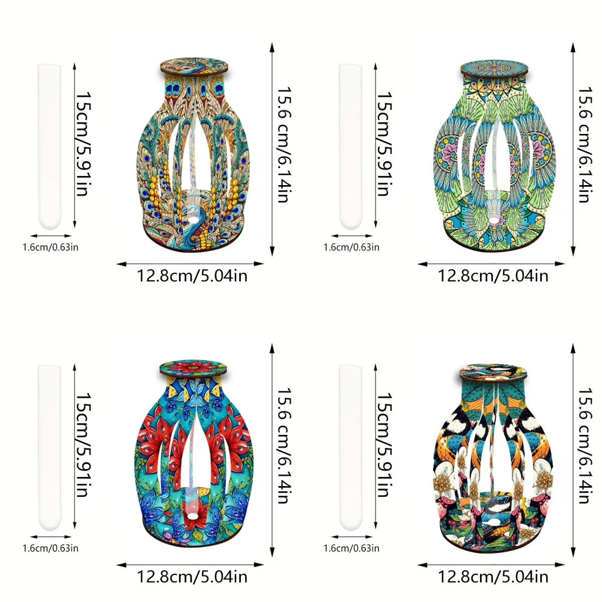 A Diamond Painting Set, A Handcrafted DIY Wooden Vase With Diamond-Encruted Floral Themes, Suitable For Home Decoration