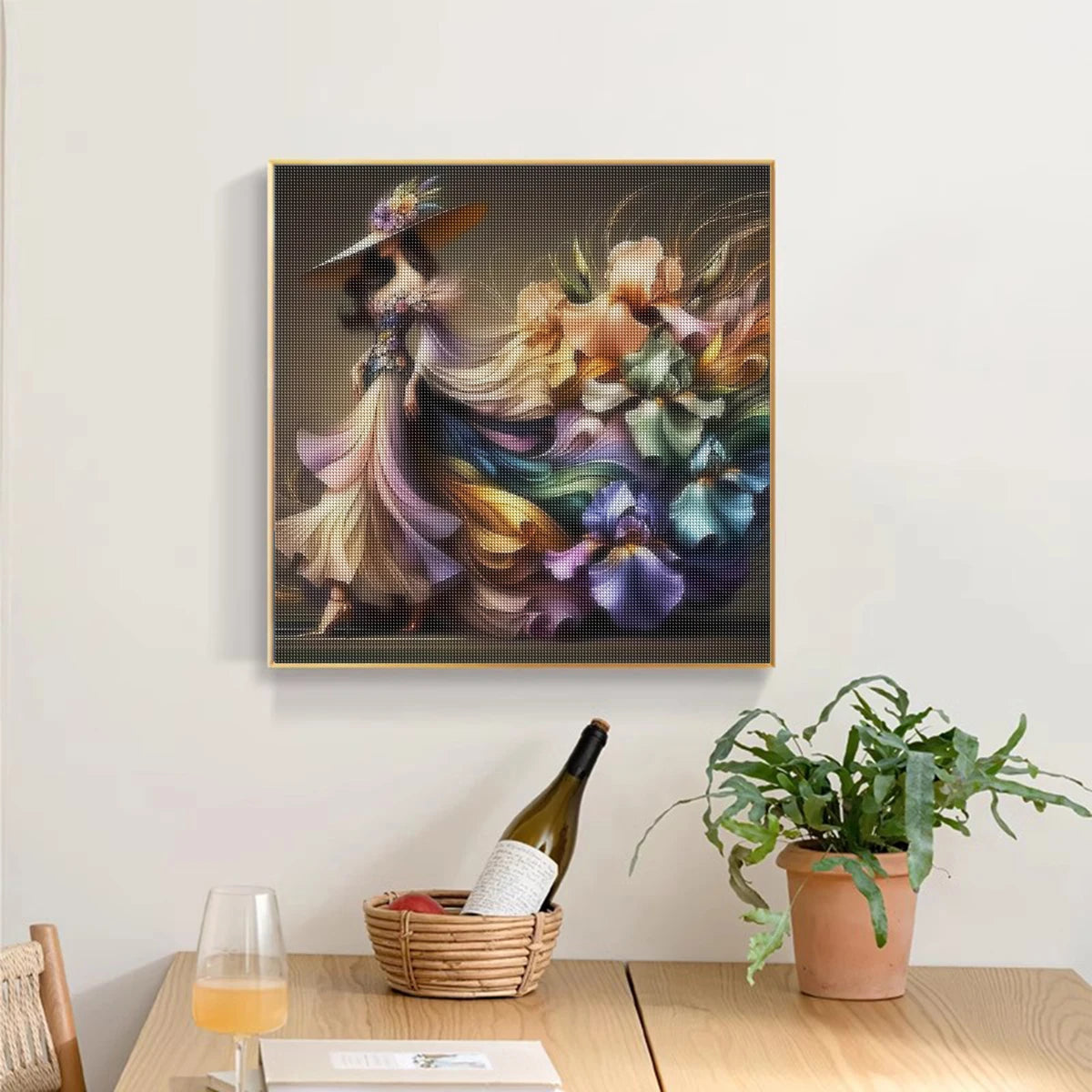SDOYUNO DIY Diamond Painting Arts Portrait Women Full Square Diamond Embroidery Flower Mosaic Handcraft Home Wall Decoration