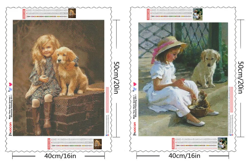 HUACAN 5D DIY Diamond Painting Little Boy and Dog Full Square / Round Full Drill