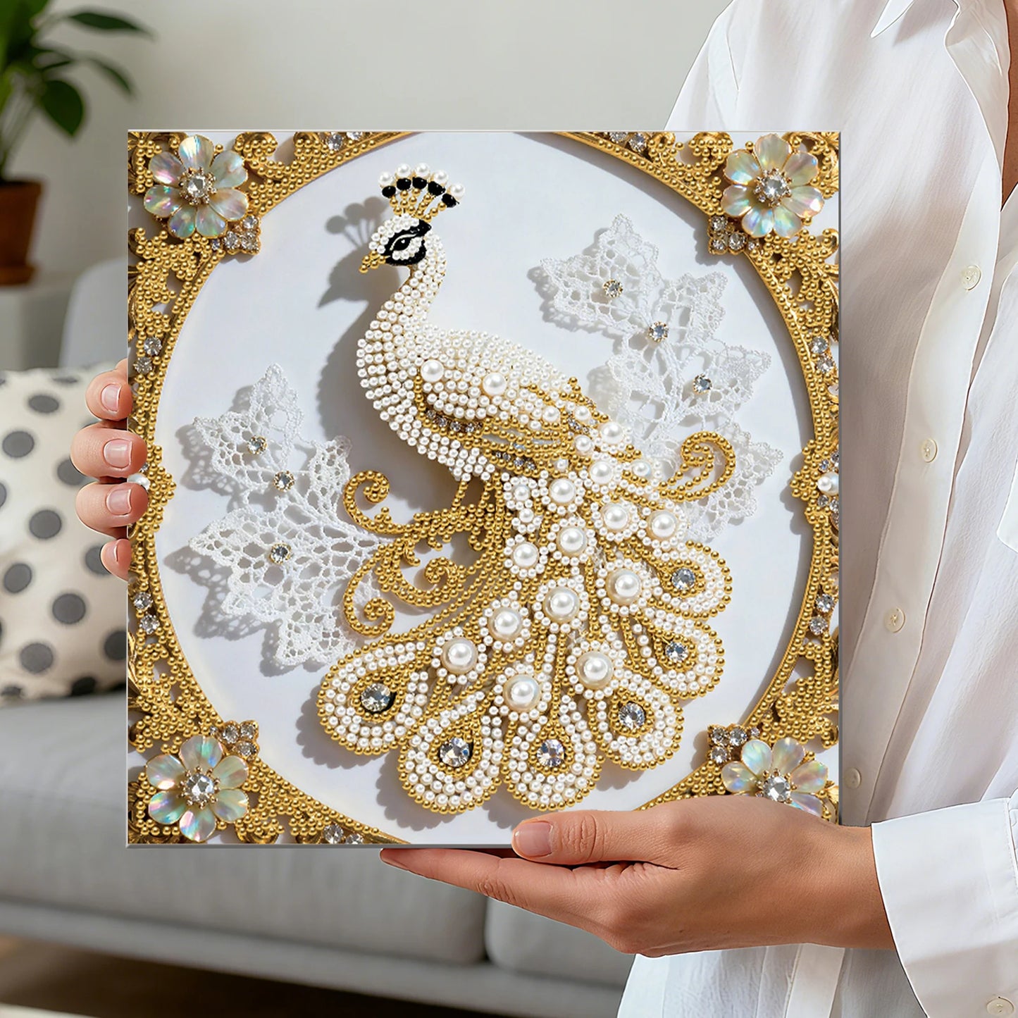 Pearl Painting Kit Pearl Gem Paintings Picture Arts Craft 25x25cm With Frame