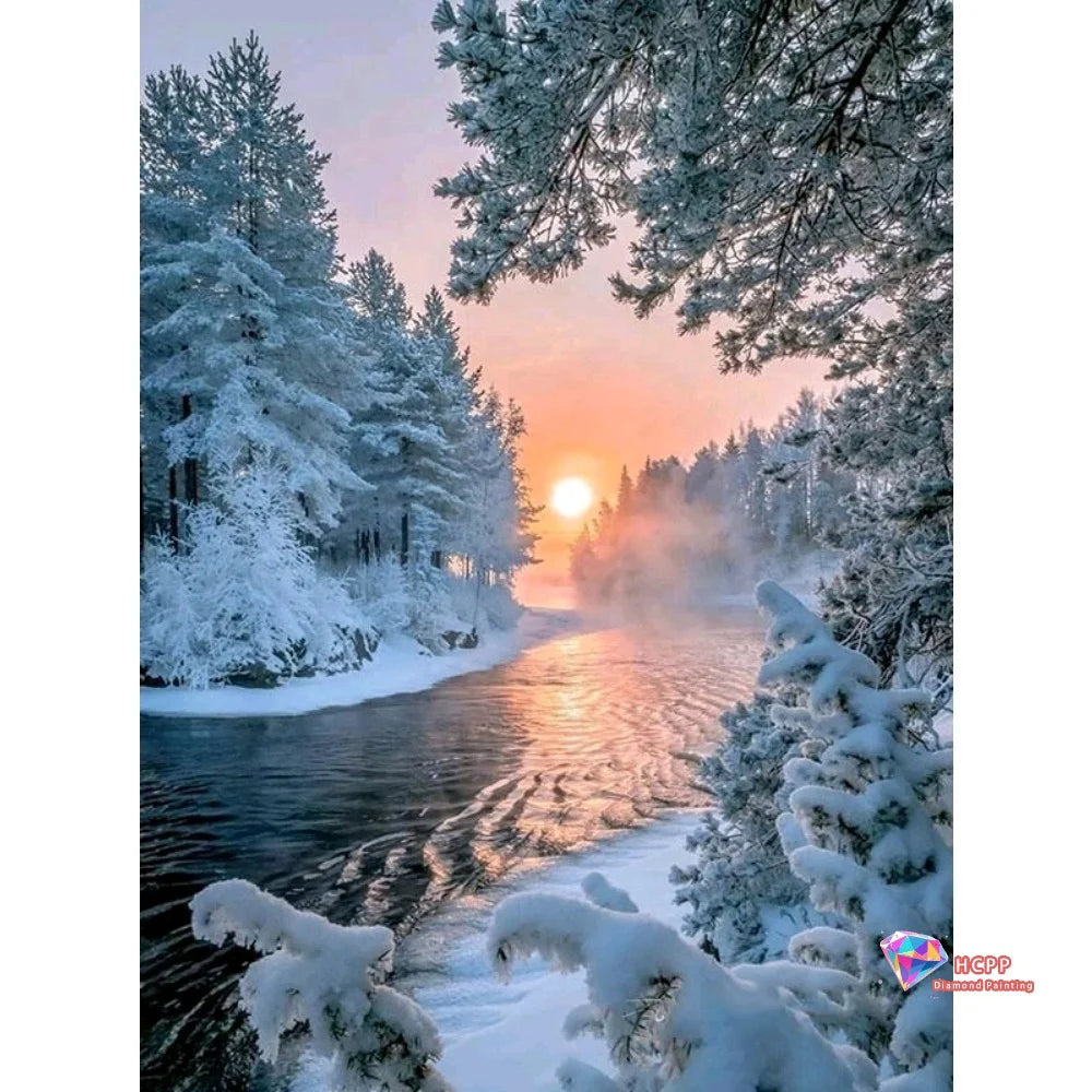 Natural Scenery Mosaic Square Round Painting Diamond Art Cross Stitch Kit Lakes Mountains Trees Flowers DIY 5D Decoration Gift