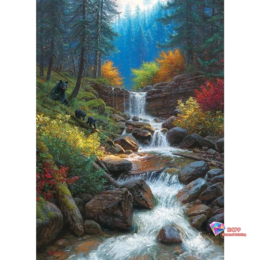 Natural Scenery Mosaic Square Round Painting Diamond Art Cross Stitch Kit Lakes Mountains Trees Flowers DIY 5D Decoration Gift