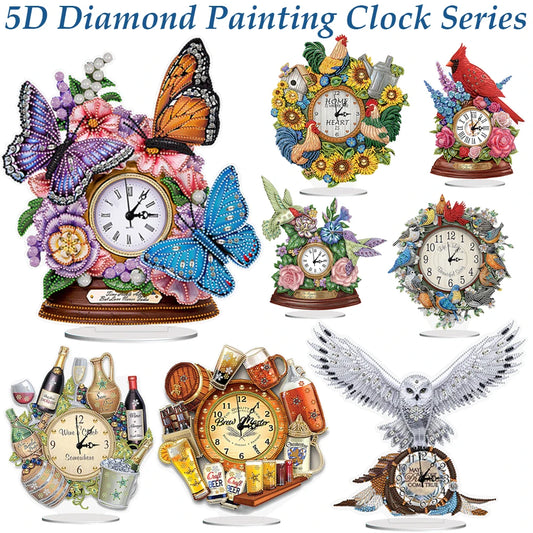 Acrylic Special Shaped Animal Flower, DIY Diamond Glitter Art Clock