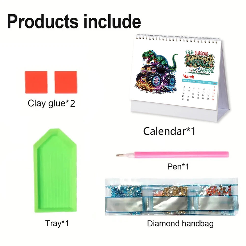 2026 Calendar Diamond Painting, Calendar Set With Irregular Shaped Diamonds Diamond Painting Kit DIY Diamond Art Desk Calendar