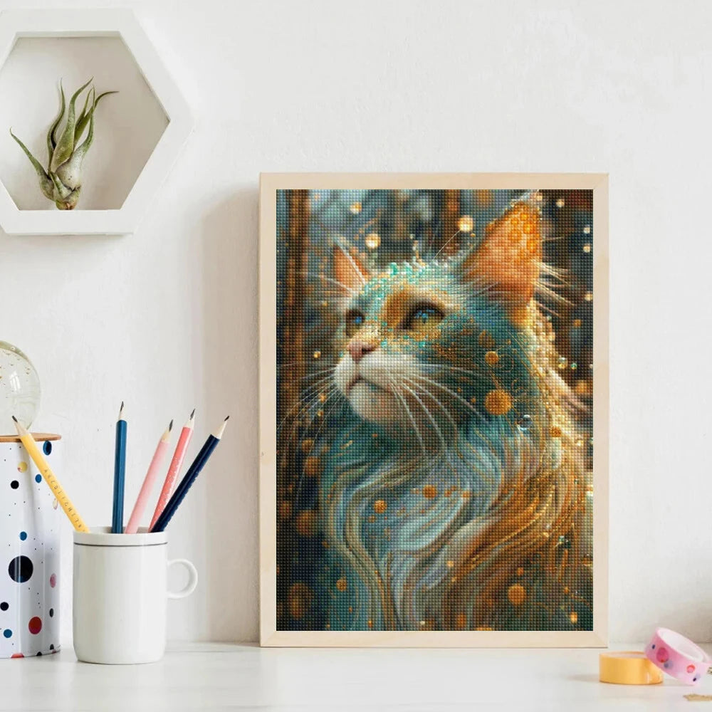 5D Blue Cat DIY Diamond Painting Full Round Mosaic