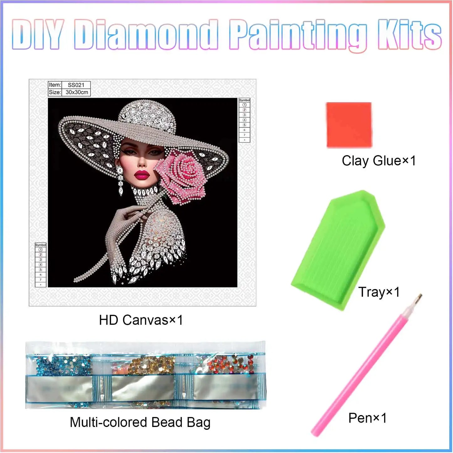 Special Shape Diamond Art Painting, Elegant Lady Crystal Rhinestone