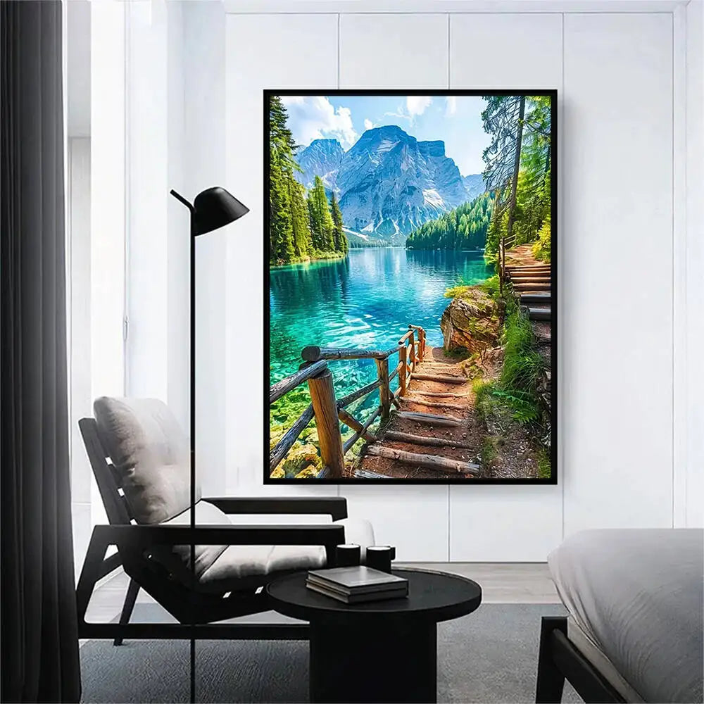Momoart DIY Diamond Mountain Lake Forest Full Square / Round Drill