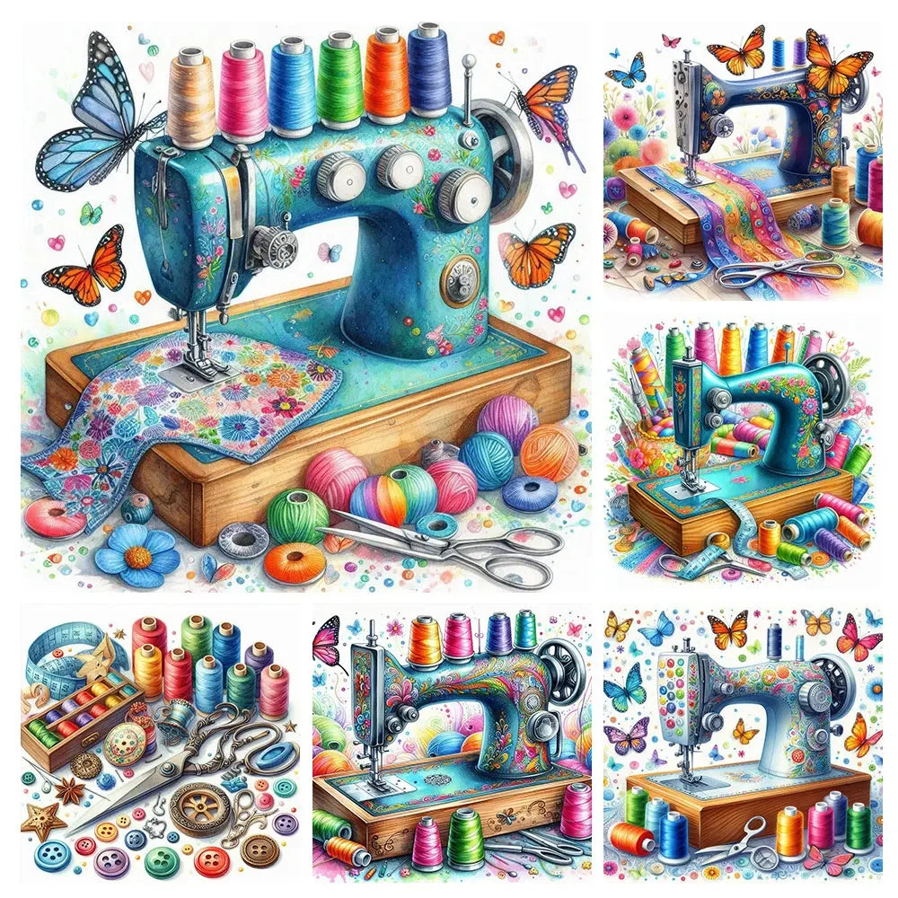 Sewing Machine Diamond Painting Full Round Drill