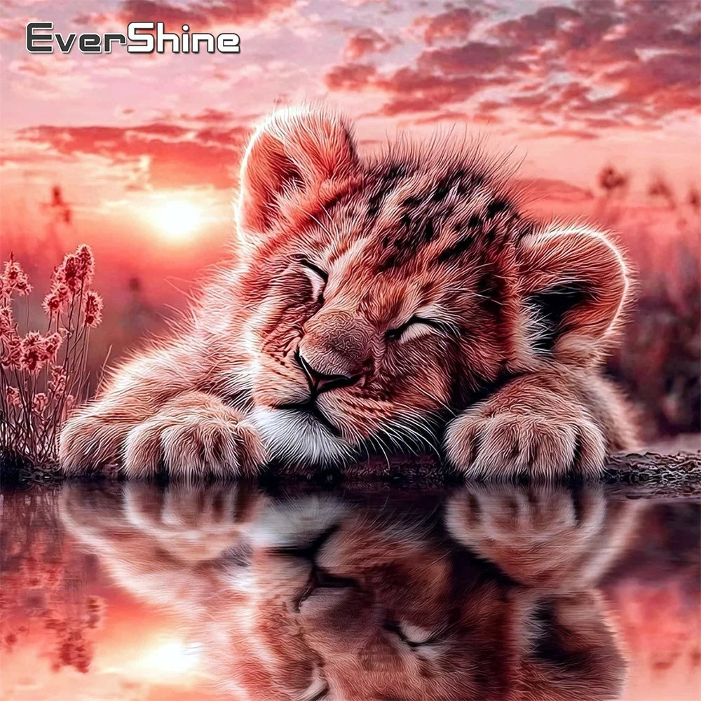 Evershine Full Drill DIY Diamond Painting Tiger Animal Sunset Full Square / Round Drill