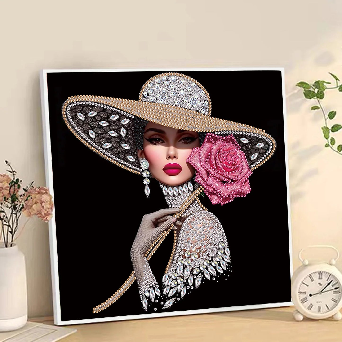 Special Shape Diamond Art Painting, Elegant Lady Crystal Rhinestone