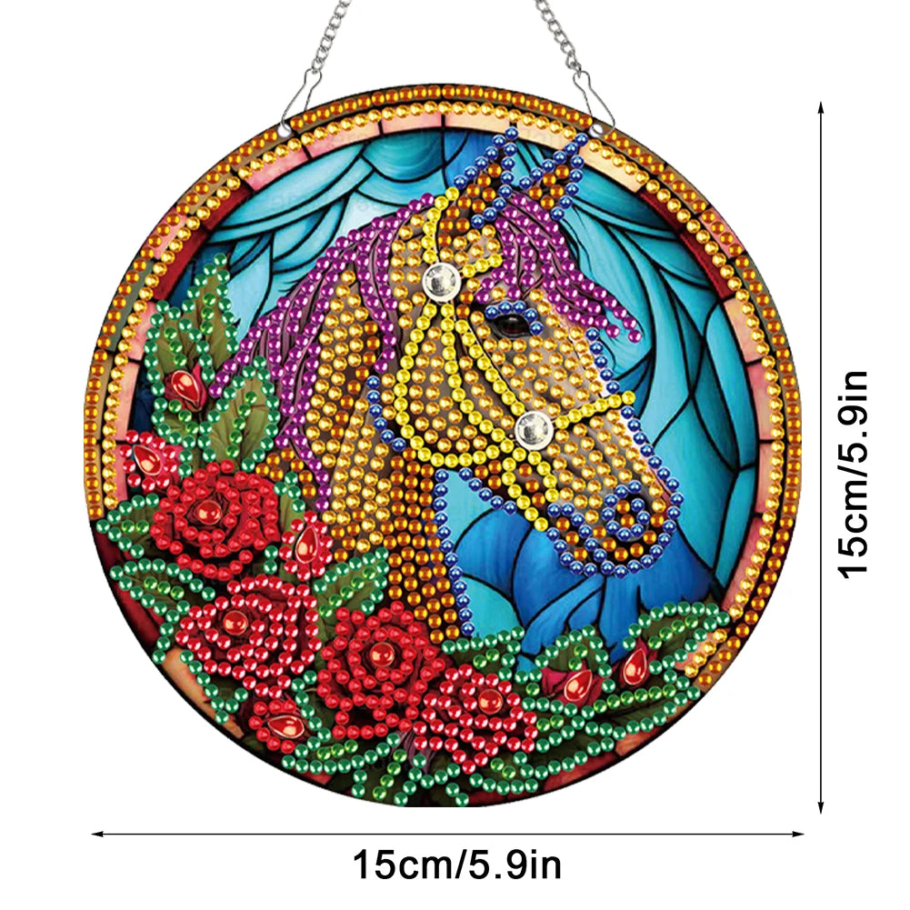 2pcs Animal Cat Theme 2D/Flat DIY Diamond Painting Collection Window Pendants Single-Sided Drill Diamond Art Pendant