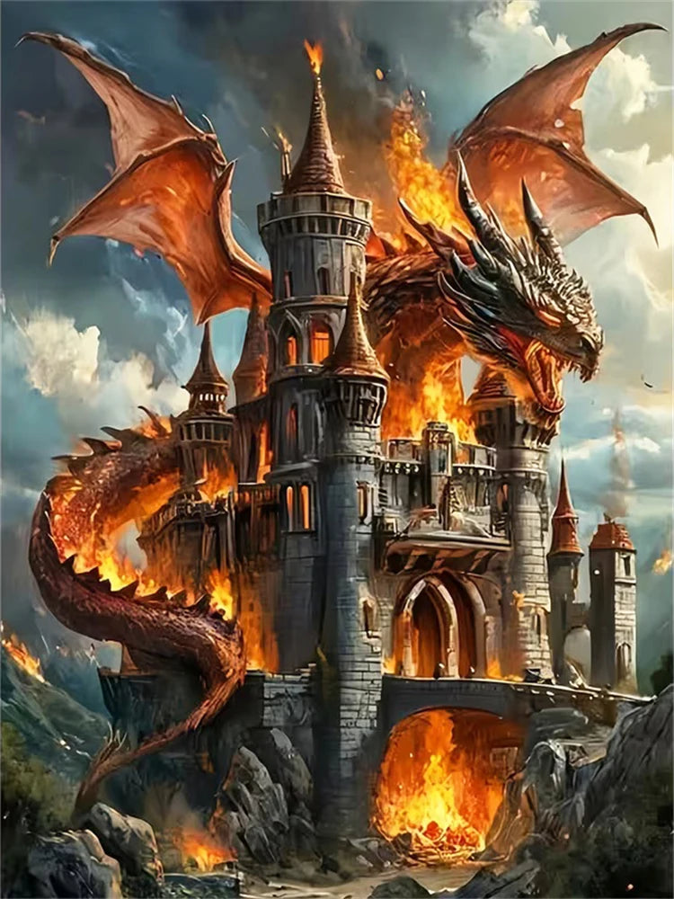 Momoart Diamond Dragon Castle DIY Painting Full Square / Round Drills
