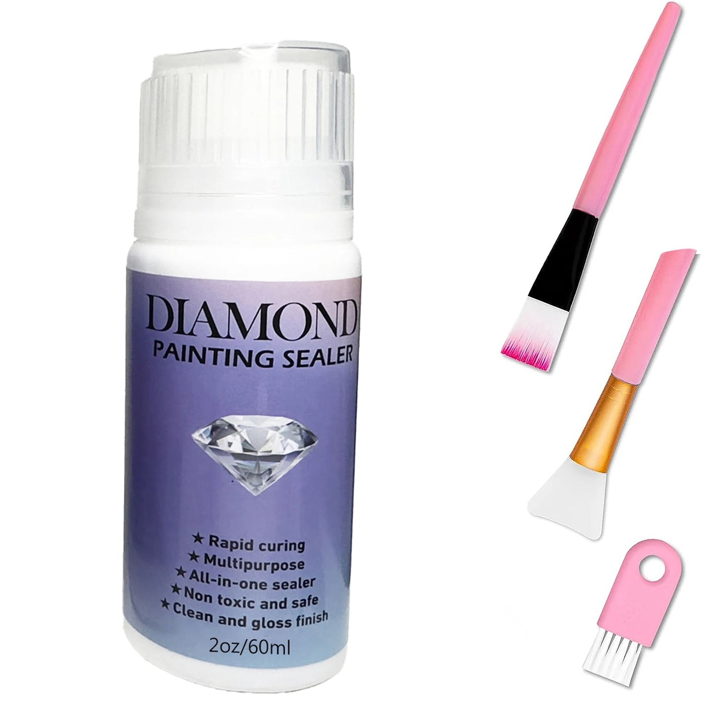 60ML/ 120ML/ 200ML Diamond Painting Sealer With 3 Pcs Brushes Diamond Painting Glue Permanent Hold & Shine
